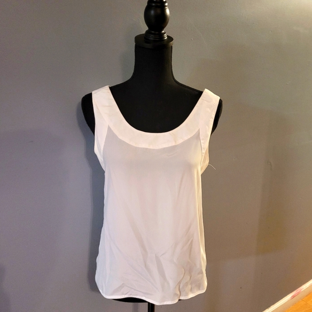 Satiny White Scoop Neck Tank Top
